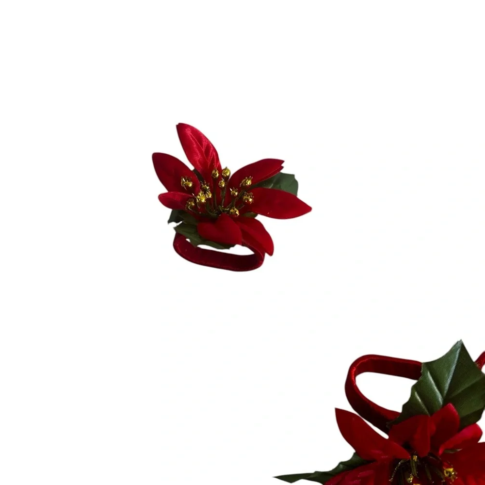 Set of 16 Red Poinsettias Custom Made DIY Christmas napkins holder